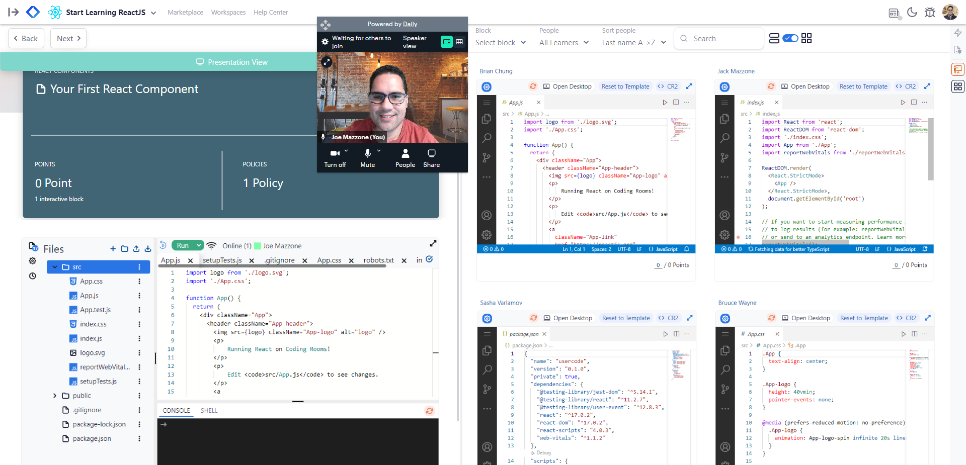 Developer training report coding rooms